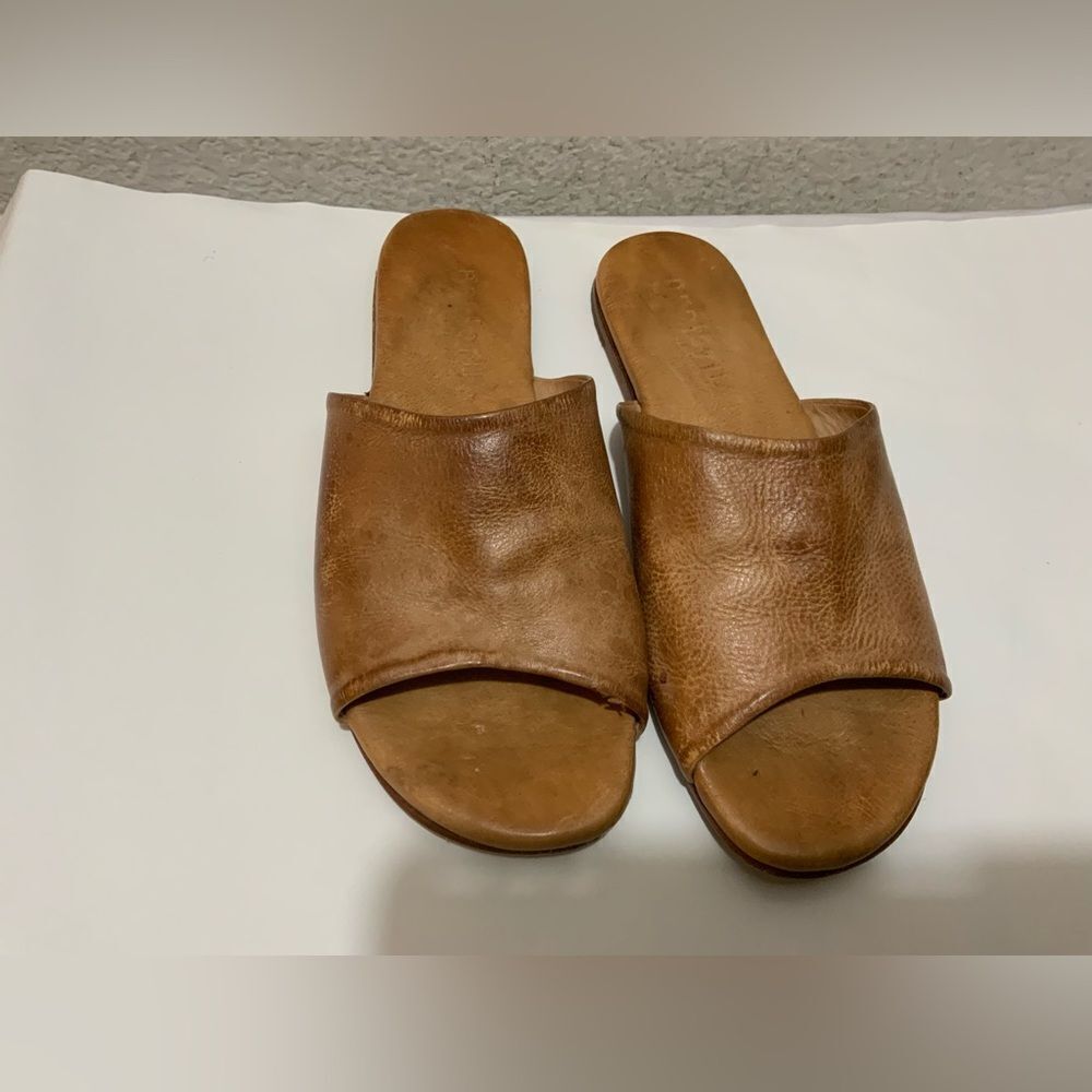 Bed Stu Womens Brown Leather Slip On Slides Sandals Shoes 6.5